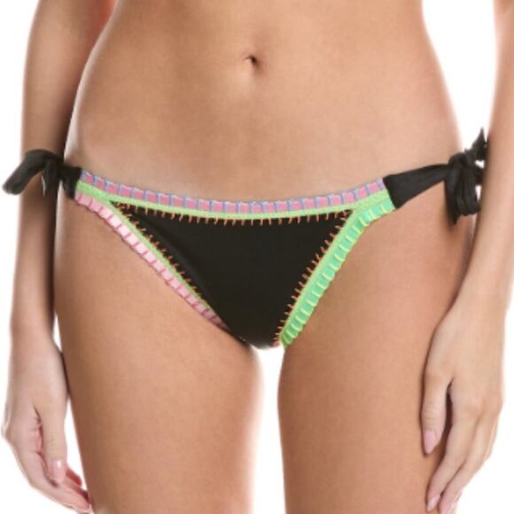 PQ Swim X Solange Ferrarini Crochet Trim Side Tie Bikini bottoms black - M - Picture 1 of 10